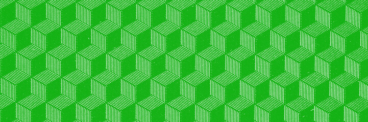 Panoramic image. 3d green cube structure. Green background