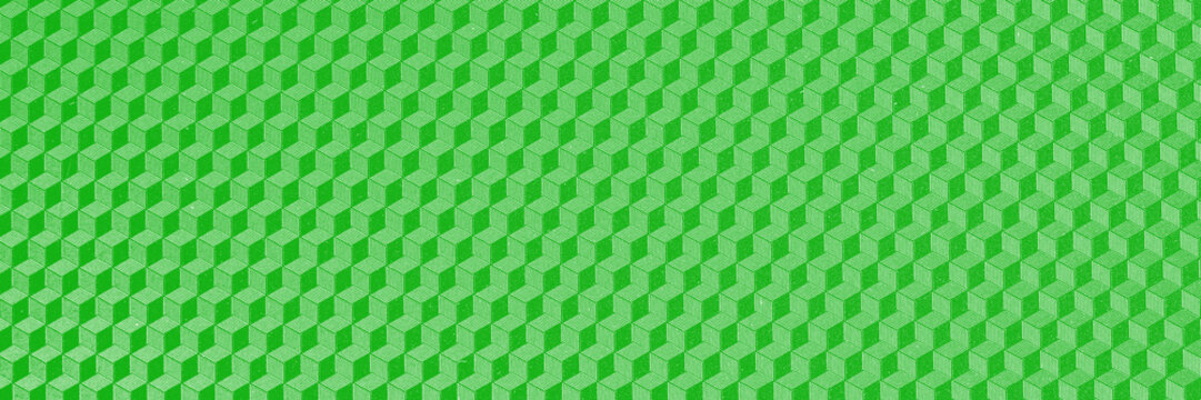 Panoramic Image. 3d Green Cube Structure. Green Background