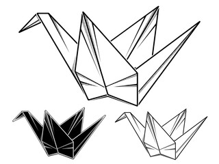 Vector simple illustration paper origami of crane. - 365519438
