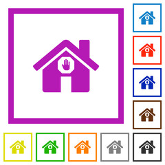 Home quarantine flat framed icons