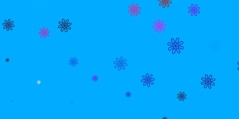 Light Blue, Red vector doodle template with flowers.