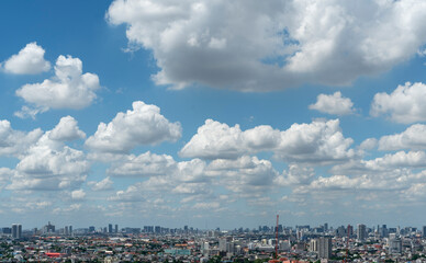 Blue sky color with clouds background photo