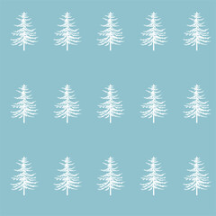Obraz premium Christmas tree seamless pattern. Noel watercolor print, New year winter holiday decoration, blue christmas background with firs and white snow, wallpaper, wrapping paper design