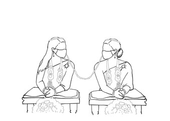 LGBTQ new normal wedding, they wear face masks to against COVID-19 pandemic, Thai traditional style