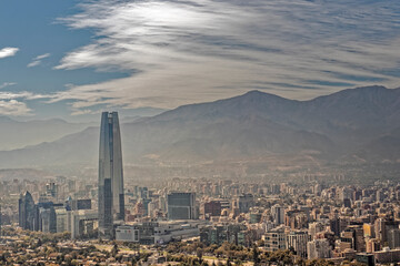 Santiago de Chile - panorama of the city on the background of the Andes.