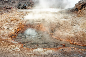 Chile, El Tatio - geyser field located in the Andes Mountains.