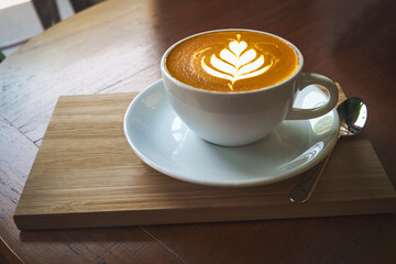 Cup of coffee latte art.