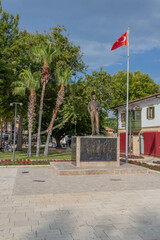 Side, Turkey Ataturk monument, Turkish flag in the city center