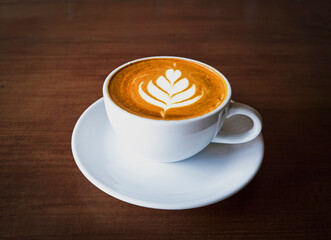 Cup of coffee latte art.