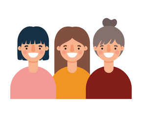 women avatars cartoons smiling design, Woman girl female person and people theme Vector illustration