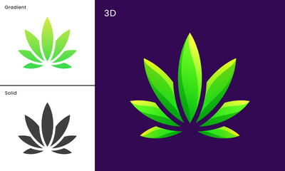 Green flower blooms for logo design related to cosmetics and beauty