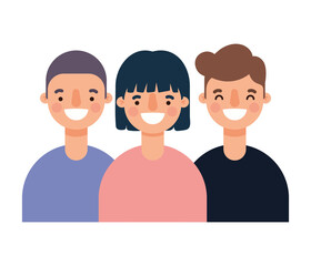 Obraz premium Woman and men avatars cartoons smiling design, Person people and human theme Vector illustration