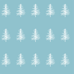 Christmas tree seamless pattern. Noel watercolor print, New year winter holiday decoration, blue christmas background with firs and white snow, wallpaper, wrapping paper design
