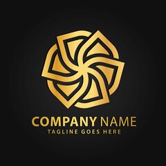 3D Golden Lotus Flower Luxury Logos Design Vector Illustration Template