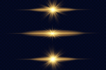 Set of flashes, Lights and Sparkles on a transparent background.