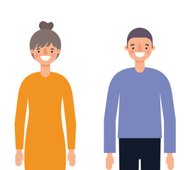 Woman and man cartoons couple smiling design, Person people and human theme Vector illustration