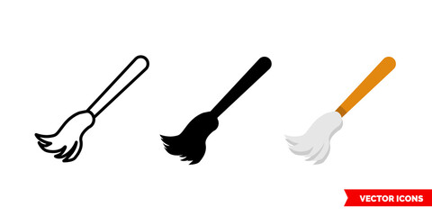 Feather duster icon of 3 types. Isolated vector sign symbol.