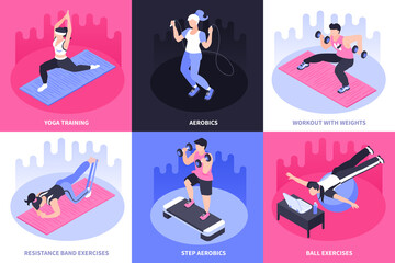 Naklejka premium Isometric Fitness Design Concept