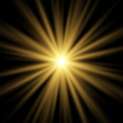 Naklejka premium The transparent shining sun, bright flash.