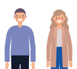 Woman and man cartoons couple smiling design, Person people and human theme Vector illustration
