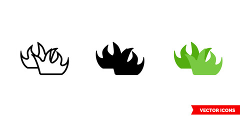 Grass icon of 3 types. Isolated vector sign symbol.