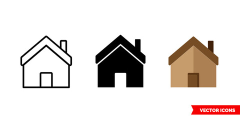 Home page icon of 3 types. Isolated vector sign symbol.