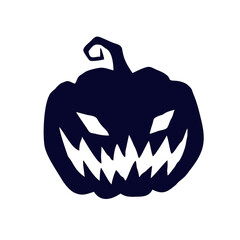Halloween pumpkin flat clipart, vector stock illustration. Hand drawn black silhouete for decor, card, cutting, logo or t shirt design.