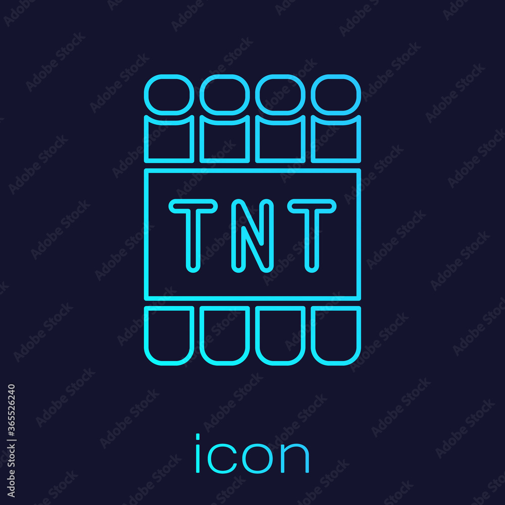 Aufkleber turquoise line detonate dynamite bomb stick and timer clock icon isolated on blue background. time b