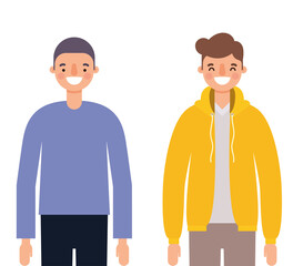 Men avatars cartoons smiling design, Man boy male person and people theme Vector illustration