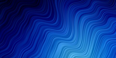 Dark BLUE vector template with lines. Colorful geometric sample with gradient curves.  Pattern for websites, landing pages.