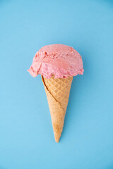 strawberry ice cream on colorful background