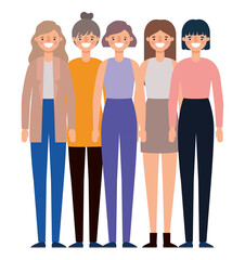 Fototapeta premium women avatars cartoons smiling design, Woman girl female person and people theme Vector illustration