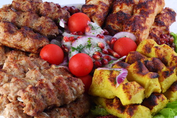 Shish kebabs with vegetables on skewers