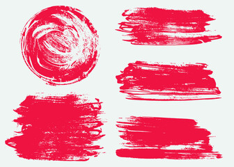 Red grunge paint brush banners.
