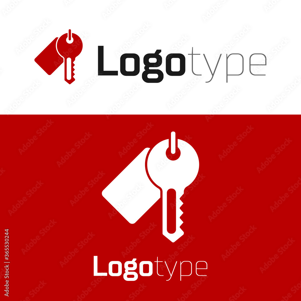 Poster red marked key icon isolated on white background. logo design template element. vector.