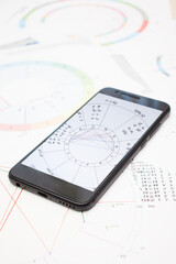 A modern astrologer's gadget. A smartphone with a client's astrological chart.