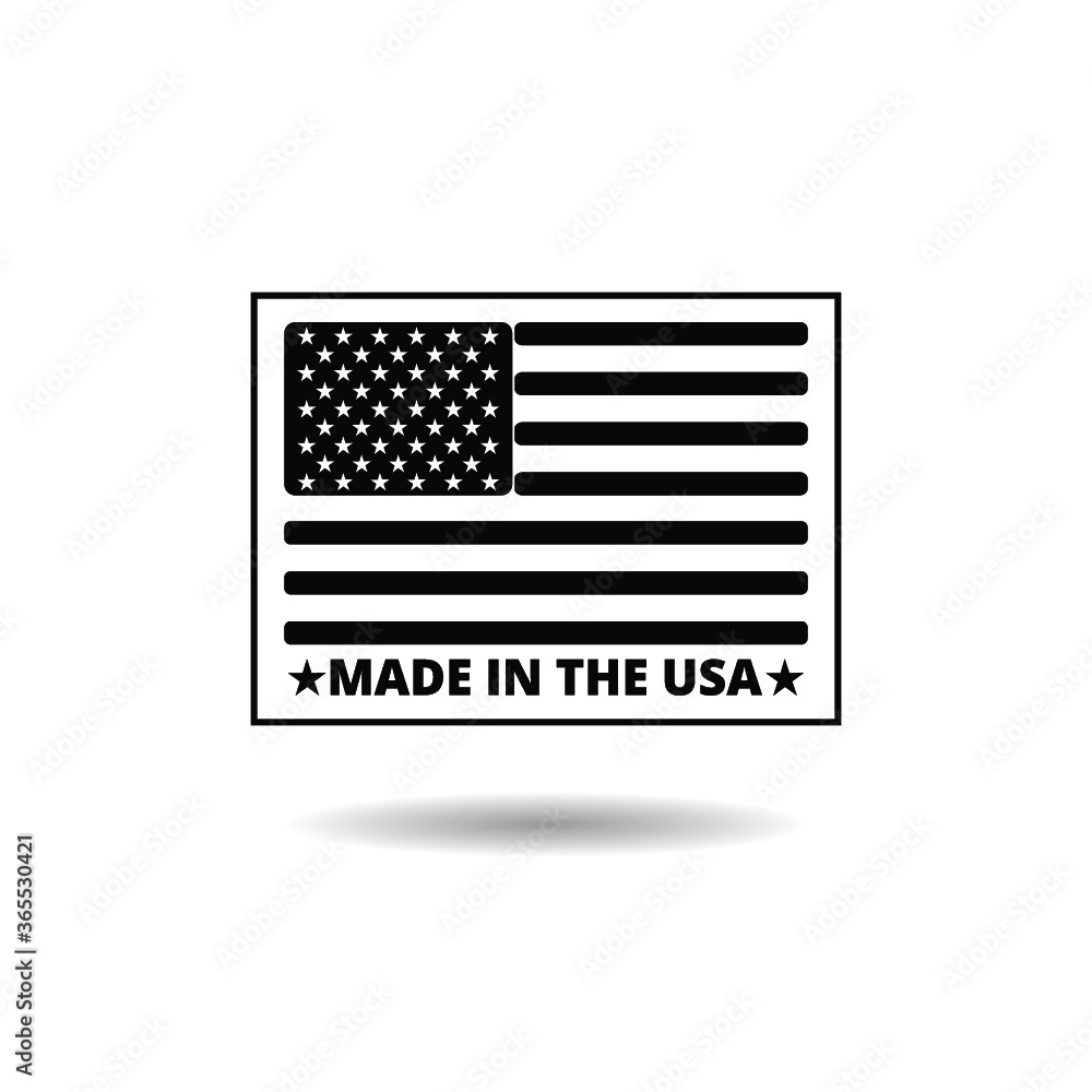 Poster stamp with text made in usa with shadow