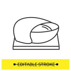 Dough icon. Gluten relaxing and active yeast fermentation line pictogram. Concept of home bread baking and fluffy texture donuts making. Editable stroke vector illustration for cookbook pastry recipe