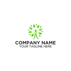 Organic - vector logo template concept illustration. Green leaves sign. Abstract human character sign. Nature ecology symbol. Design element.