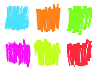 Set of color hand drawn paint strokes
