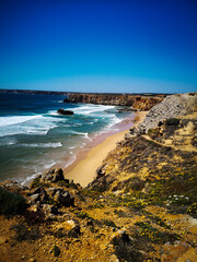 Praia do Tonel beach, the western side of Sagres and is a popular beach for surfing.
Region of Algarve, in Portugal