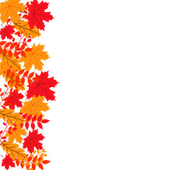Naklejka na ściany i meble Vector illustration of a stock of autumn falling leaves on a white background. In the fall, foliage falls and poplar leaves fly in blurry wind movements. Orange design for autumn design. EPS10