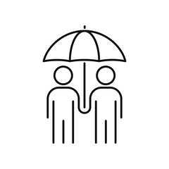 Two people under umbrella icon design isolated on white background. Vector illustration