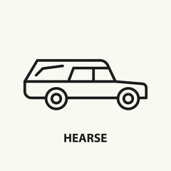 Hearse flat line icon. Simple thin outline funeral symbol. Vector illustration.