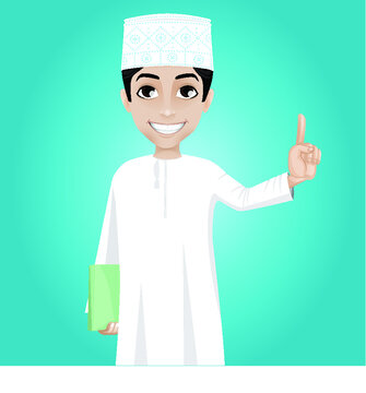 Smiling Omani Boy Vector character illustration in cartoon style