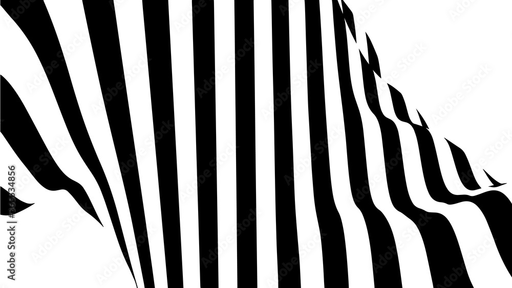 Poster optical illusion wave. abstract 3d black and white illusions. horizontal lines stripes pattern or ba