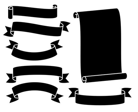 Vector Black Flat Banner Ribbon