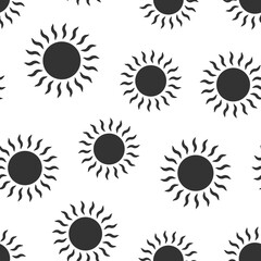 Sun icon in flat style. Sunlight sign vector illustration on white isolated background. Daylight seamless pattern business concept.