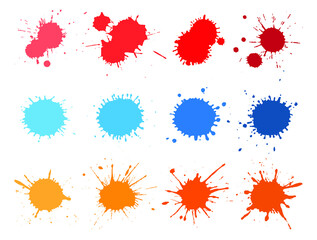 Set of colorful ink splashes
