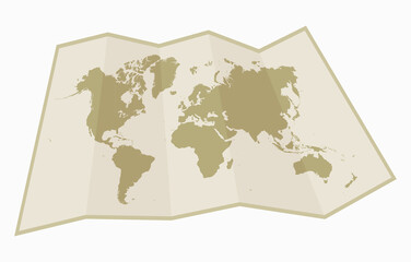 Paper map of the world